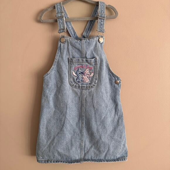 Primark Other - Disney Stitch and Angel Denim Jean Overall Dress Girl's 4/5 Year Y2K Style
